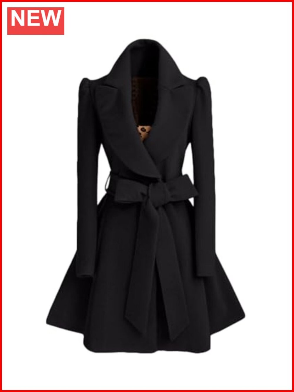 Wool Blend Double Breasted Pea Coat With Belt